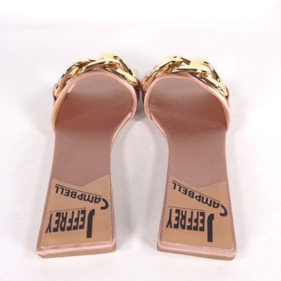 NWB Jeffrey Campbell Women's Danae Chain Flat Sandals Rose Gold Satin Size 5.5M - Picture 7 of 16